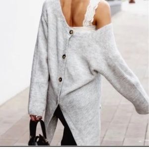 .J. Crew Point Sur Alpaca Blend Longline Back Buttones Women’s Sweater